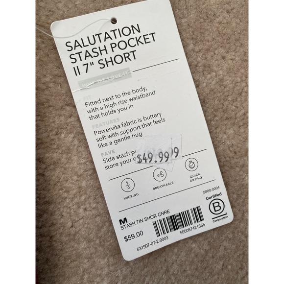 Athleta Salutation Stash High Rise Pocket II 7 Inch Short Red Women's M Yoga - Picture 3 of 6